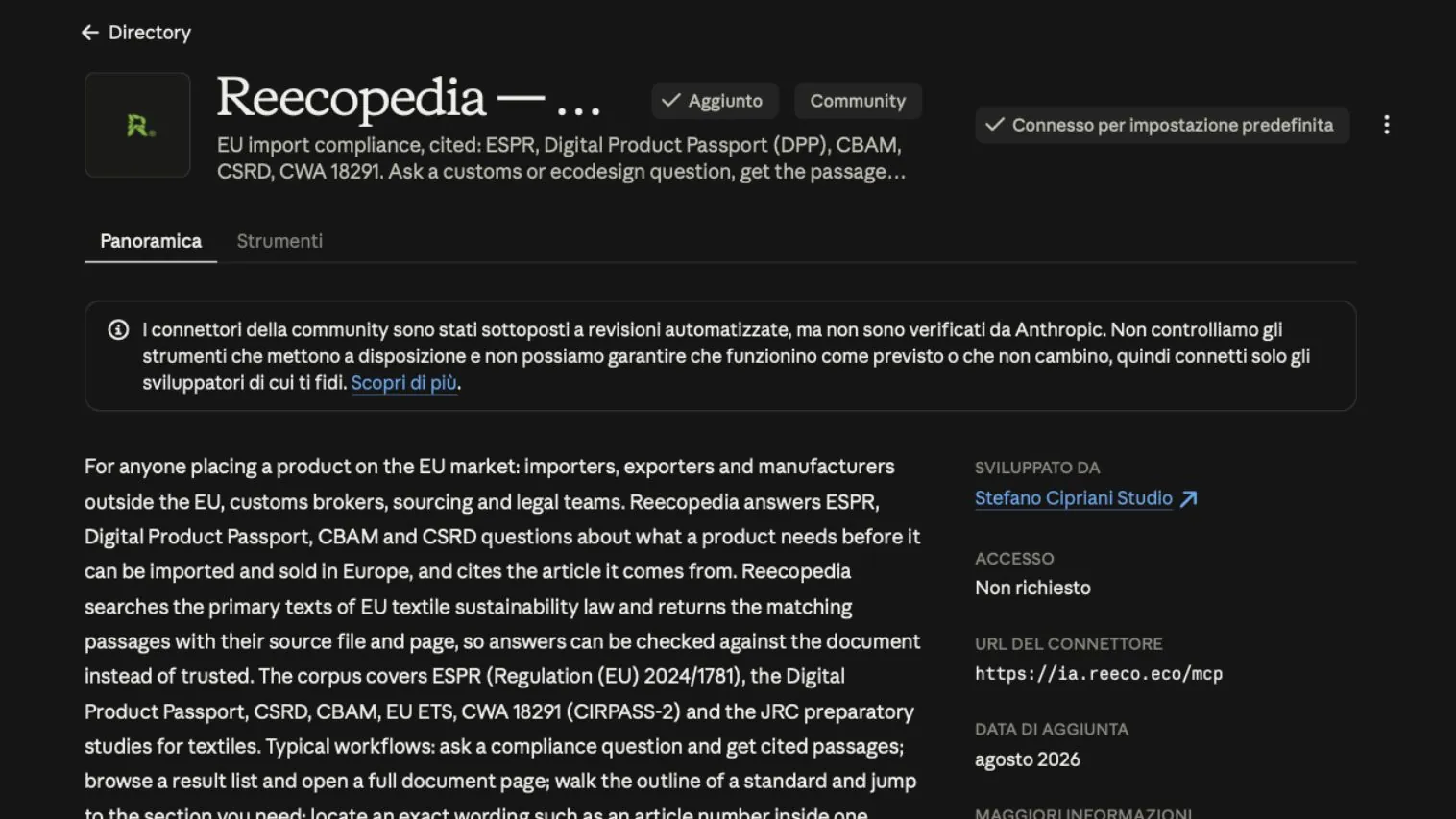 Нашият инструмент Reecopedia вече е посочен и в директорията Anthropic